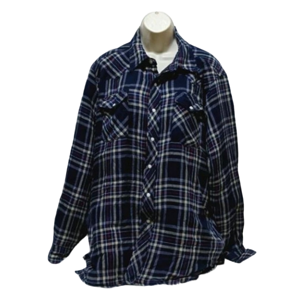 Blue Plaid Button Up Wrangler Jacket
